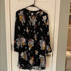 Old Navy Black Dress with Pink Floral Pattern